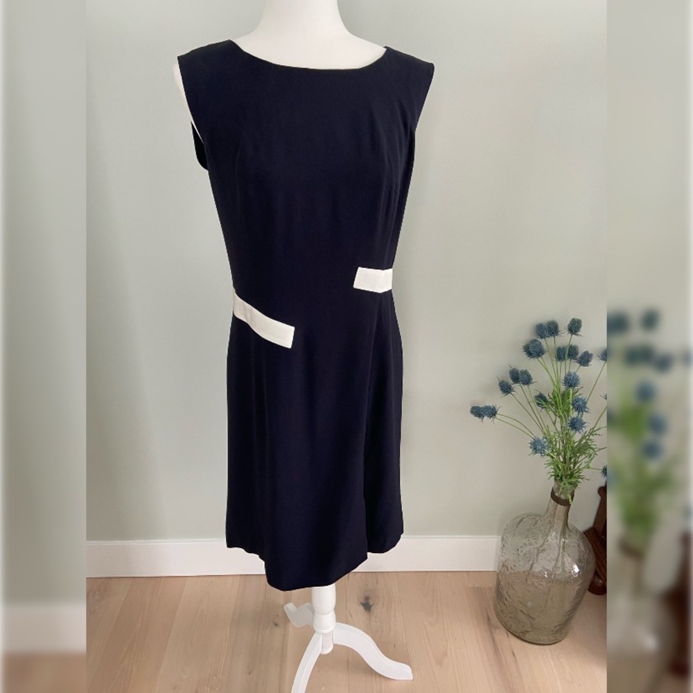 Navy & White Apostrophe (France) Dress